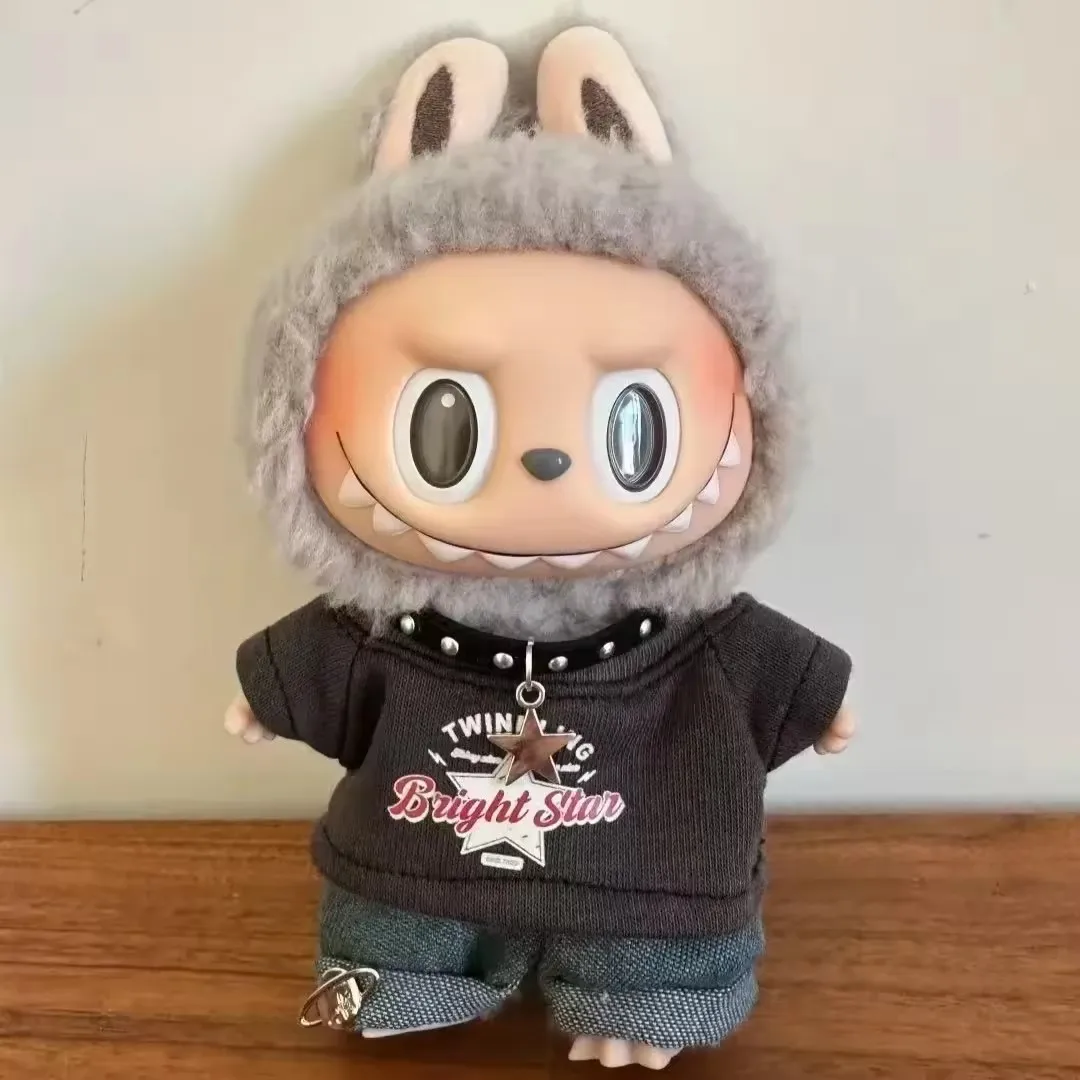 Für Labubu Kleidung Puppe American Hip Hop V1 V2 Puppe Kleidung Zubehör Labubu Kleidung Designer 15-17 cm Puppe Spielzeug