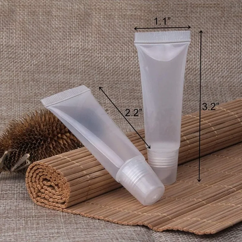 6pcs 5/10ml Mini Clear Soft Empty Lip Balm Tubes Portable Travel Lip Gloss Containers DIY Makeup Packaging Tools for Women/girl
