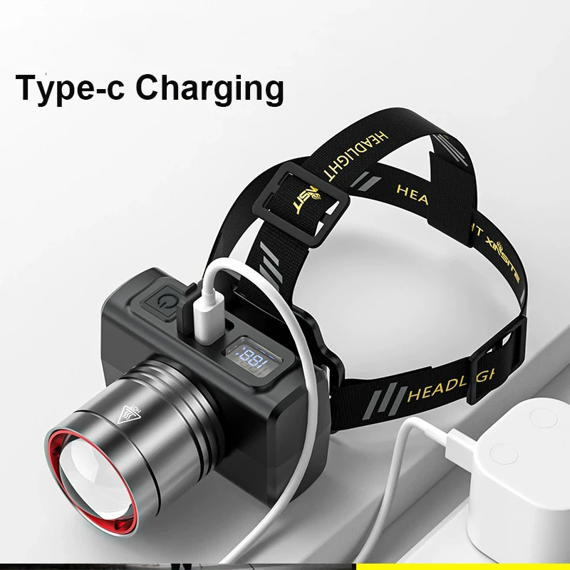 Linterna frontal recargable, luz frontal superbrillante con Sensor de movimiento, linterna frontal Led para cabeza, resistente al agua, para acampar al aire libre, intermitente