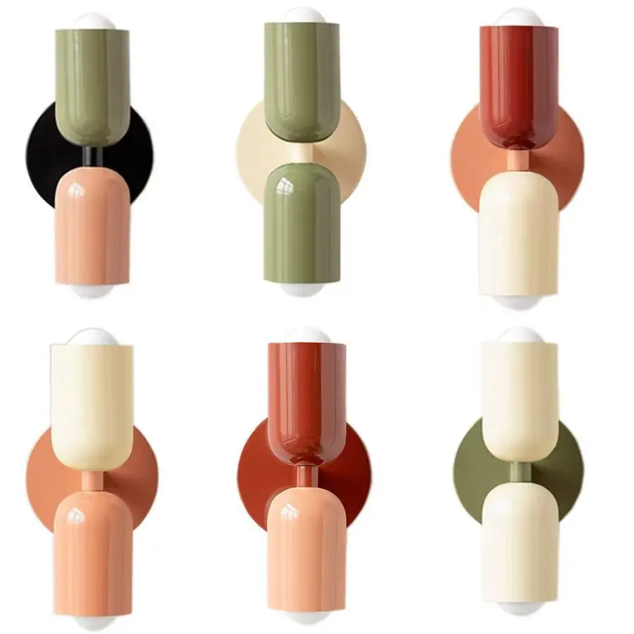 Nordic conduziu a lâmpada de parede em creme estilo macaron lâmpada de duas cabeças para o quarto cabeceira das crianças corredor estudo porta pátio