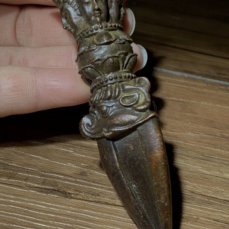 Tibetan Area Return Old Copper Solid Vajra Pestle Antique Handheld Small Ornament Collectible