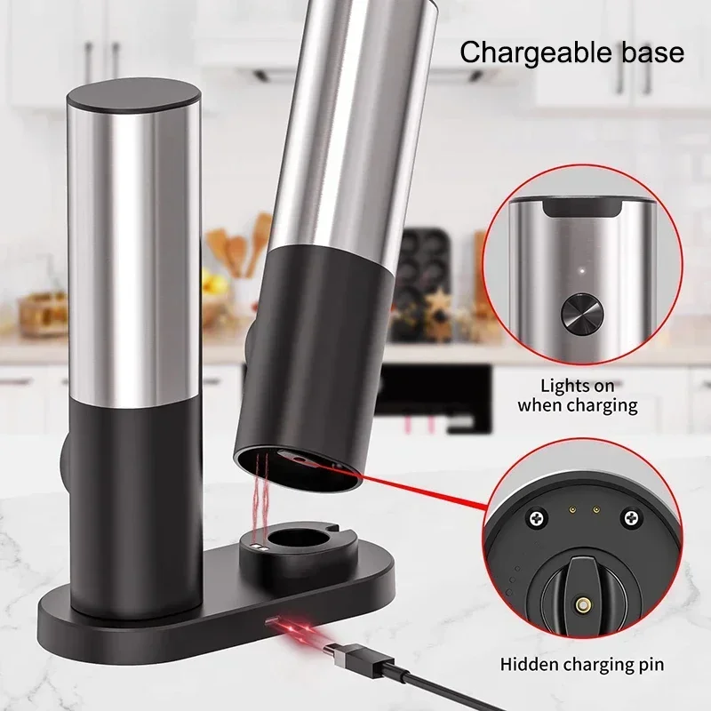 USB Rechargeable Electric Salt Pepper Grinder With Adjustable Roughness Freshly Ground Pepper Pepper Powder Grinder kitchen Tool