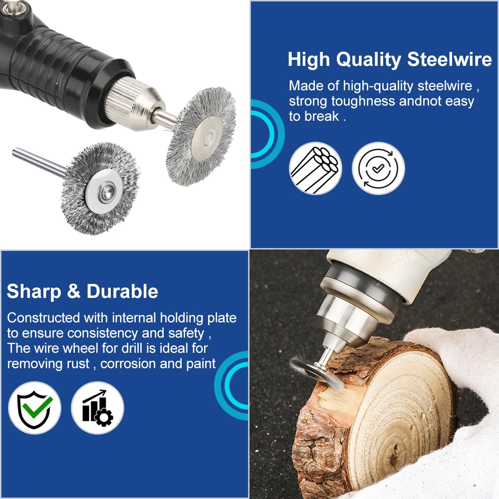 XCAN Mài Mòn Dụng Cụ Dây Thép Không Gỉ Bánh Xe Bộ Bàn Chải 20 Chiếc 3.0Mm Vít Đánh Bóng Bàn Chải Dremel Rotary Dụng Cụ