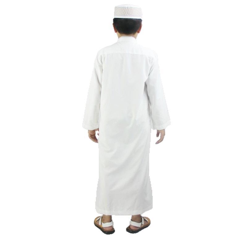 Junge muslimische Robe Polyester bequeme Juba Tobe islamische traditionelle Kleid bestickte Kleid Robe weiß Ramadan Gebets kleid