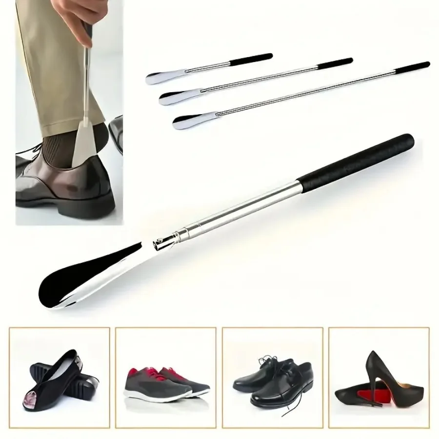 Extendable Shoe Horn Long Handle for Seniors,16" to 31"Adjustable, Stainless Steel Telescopic Shoehorn for Men Women,Shoe Helper