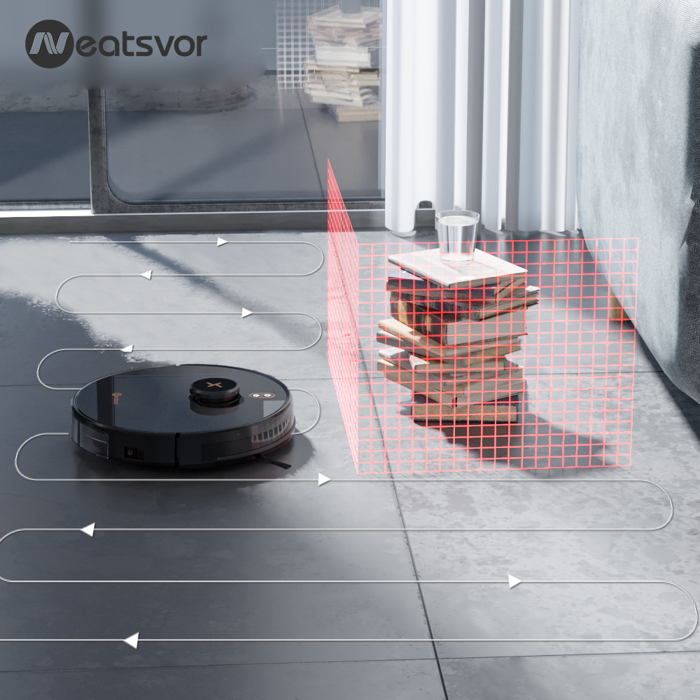 Robot stofzuiger Neatsvor X600pro 6000Pa Laser Navigatie Smart Robot, App Virtual Wall, Breekpunt Schoonmaken, trekken Schoonmaak Gebied, Dweilen Wassen