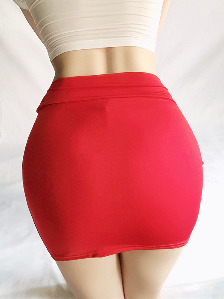 Nicht gefütterter, dünner Paket-Hüftrock, sexy, durchsichtig, elastisch, eng, Minirock, Damen, niedlich, Eisseide, glatt, hohe Taille, Nachtclub