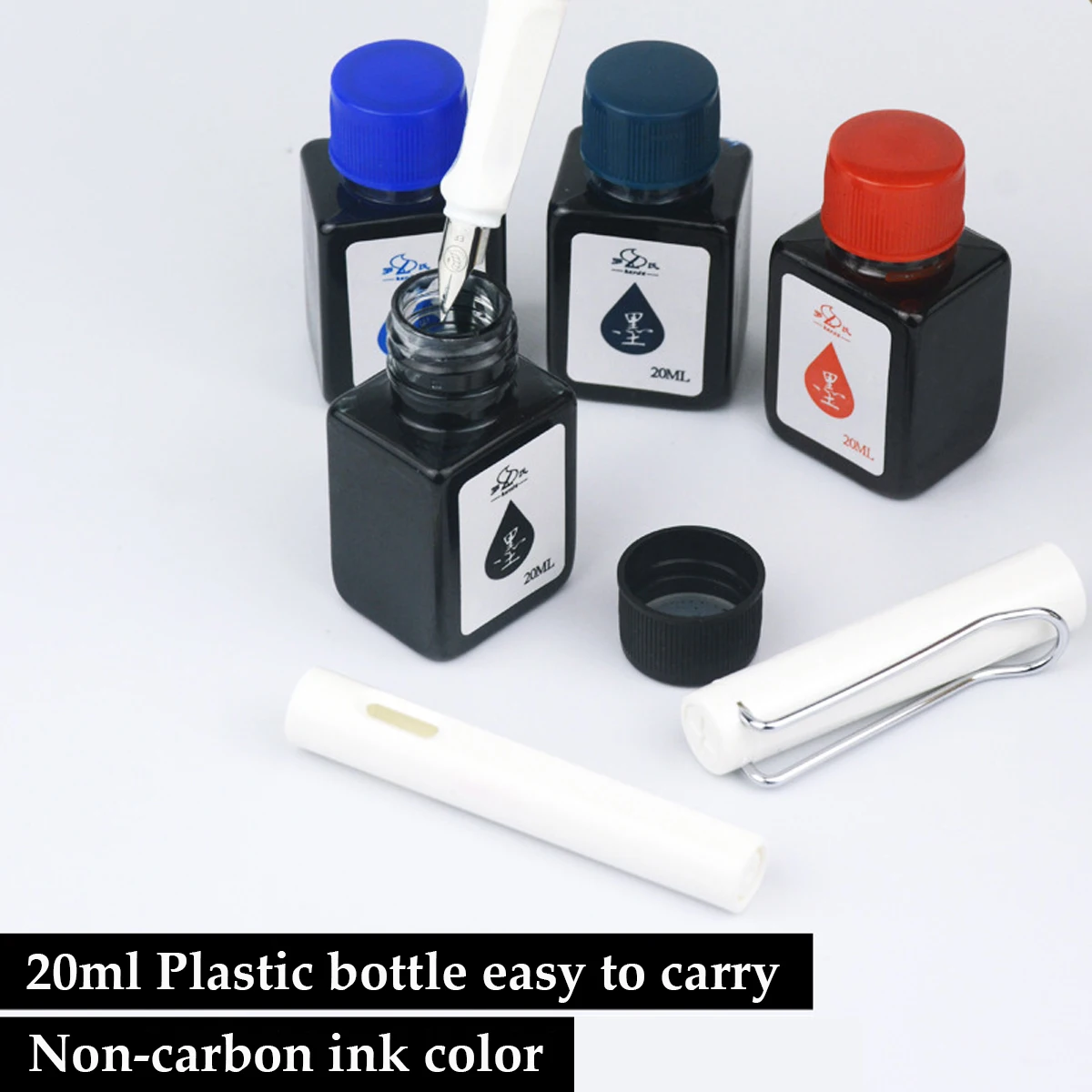 Penna a inchiostro senza carbonio in bottiglia da 20 ml a 4 colori che scrive mani fluide e non sporche Forniture di cancelleria per ufficio per studenti scolastici