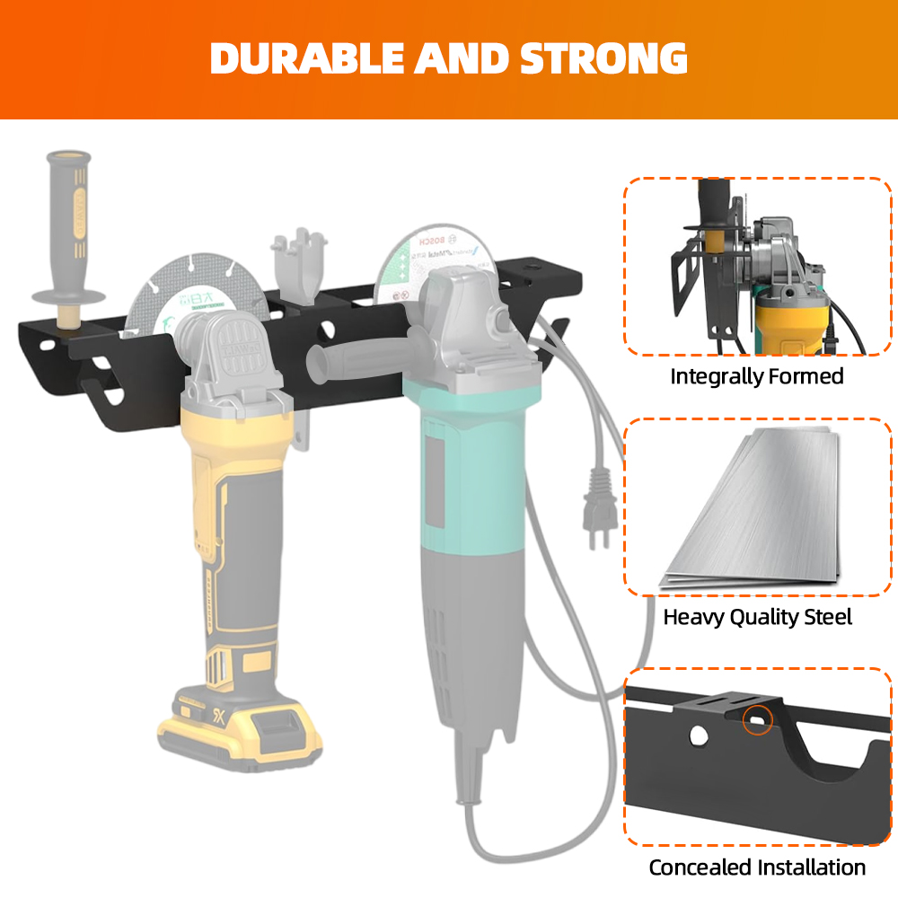 Haakse slijperhouder Duurzaam metalen gereedschapsrek met snoerhanger Wandmontagebeugel voor polijstmachines Snijders Workshop Garage Organizer