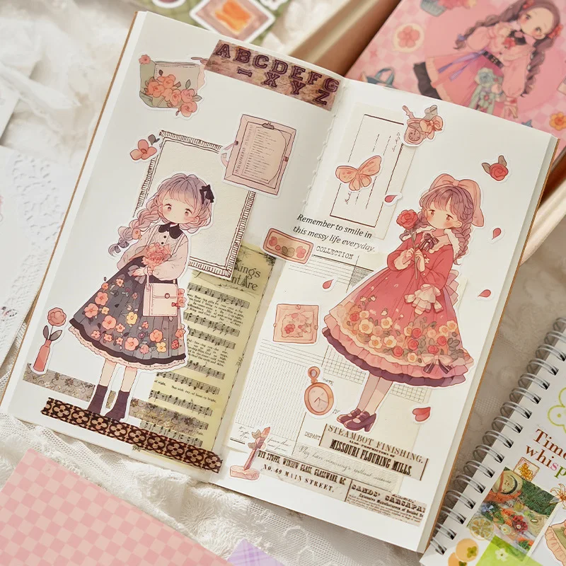Journamm 20 枚かわいい女の子ステッカーブック DIY スクラップブッキングコラージュ文具装飾ジャンクジャーナル漫画材料ステッカー
