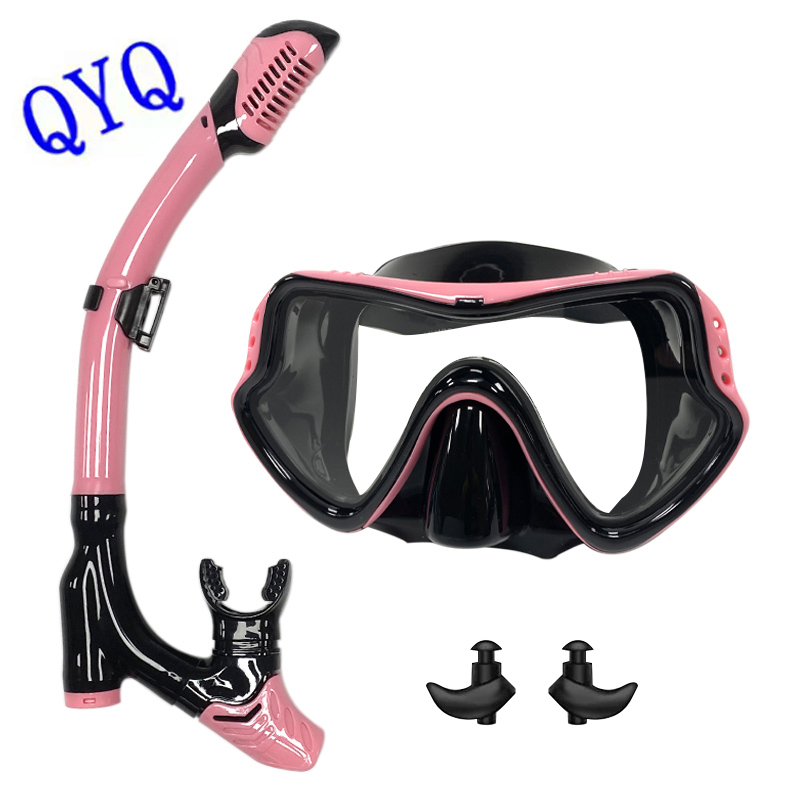 QYQ ダイビングマスク プロフェッショナルシュノーケル ダイビングマスクとシュノーケル ゴーグル メガネ ダイビング 水泳 イージーブレスチューブセット シュノーケルマスク