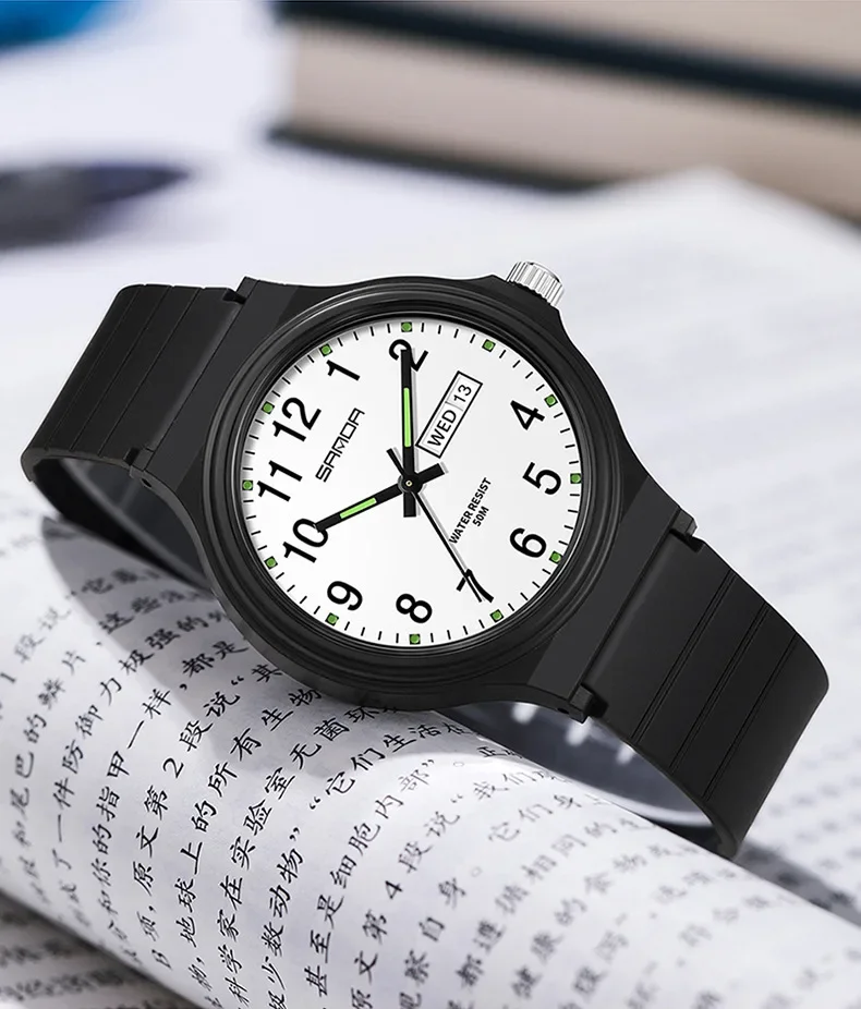 SANDA 9072 movimiento de cuarzo resistente deportes al aire libre reloj de pulsera analógico relojes para estudiantes nuevo diseño correa de TPU suave agua
