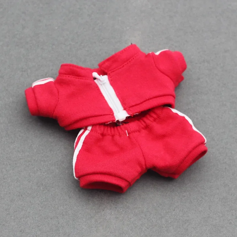 Conjunto de roupas de boneca labubu de 17cm, cor sólida, moletom com capuz e calças, roupa para boneca diy, presente para colecionadores de brinquedos