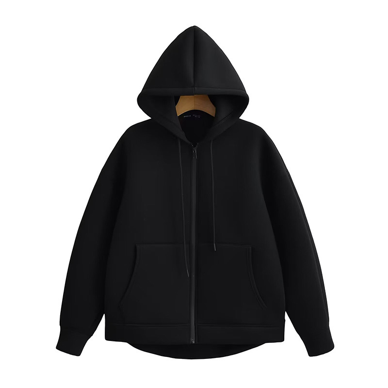 Herbst Frauen Grau Jacke mit Kapuze Langarm Große Tasche Zipper Jacke Mantel Frau Lose Beiläufige Oberbekleidung Mantel Tops