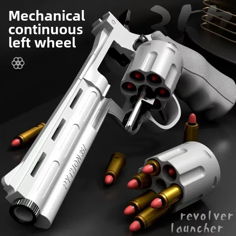 Soft Bullet Toy Gun Set with Ejecting Revolver for Kids, One-Key Detachable Pistol, Continuous Shooting