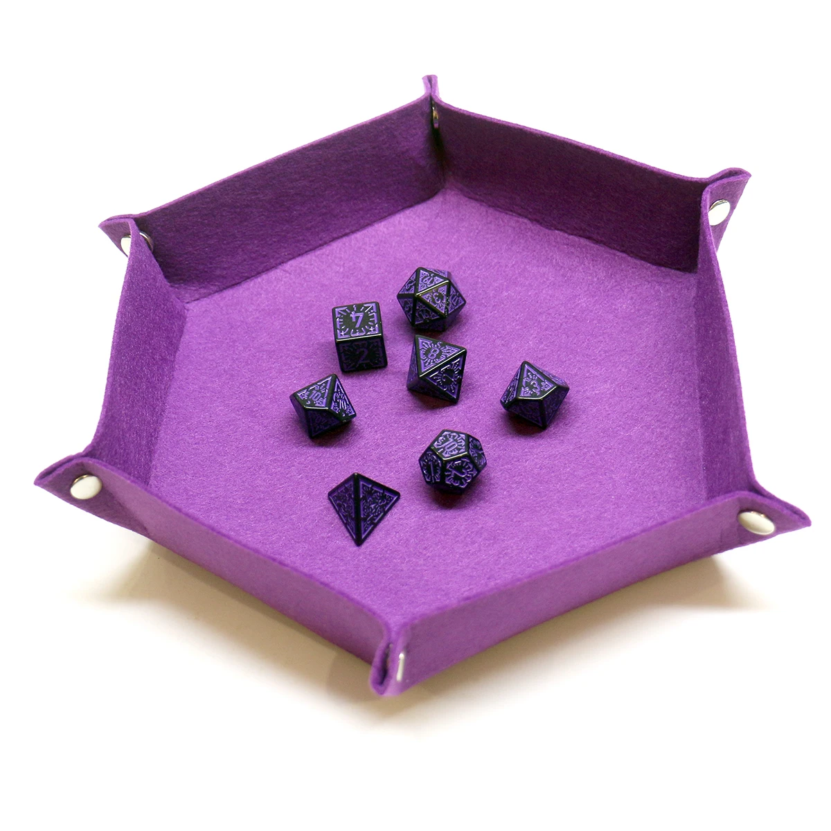 1pc conjunto de bandeja de dados dobrável bandejas de dados hexágono bandeja de rolamento de dados de feltro titular para jogos de dados como rpg e outros jogos de mesa