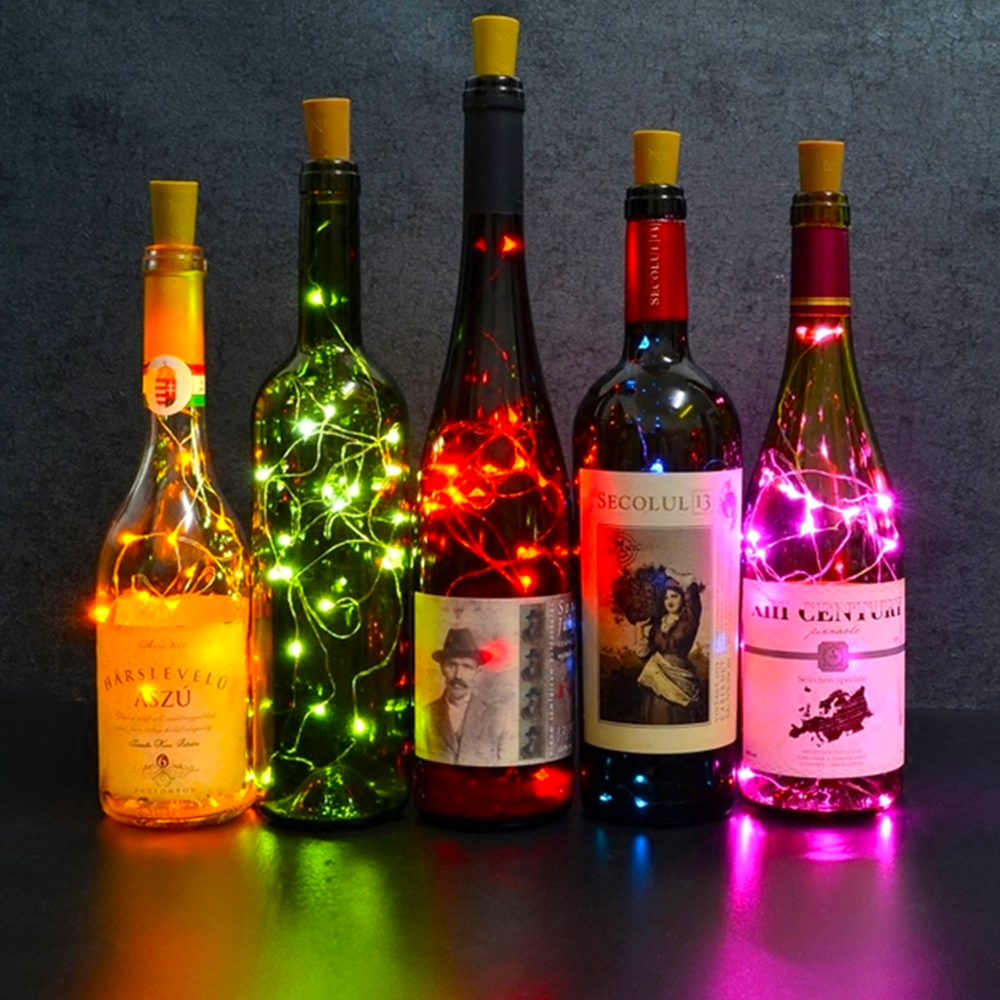 luz de Botella, luz Corcho, luces led para Botellas de Vino 1m 10 LED 2m 20 LED 3m 30 LED a Pilas Decorativas Cobre Luz para Romántico Boda, Navidad, Fiesta, Hogar, Exterior, Jardín,guirnalda de luces de hadas