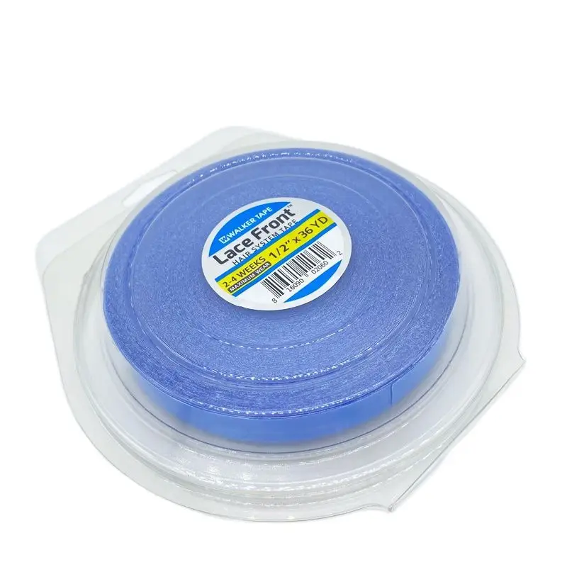 Tudo com caixa 0.8/1.0/1.27cm de largura 12 jardas fita frontal de renda azul fita dupla face fita frontal de renda fita de extensão de cabelo