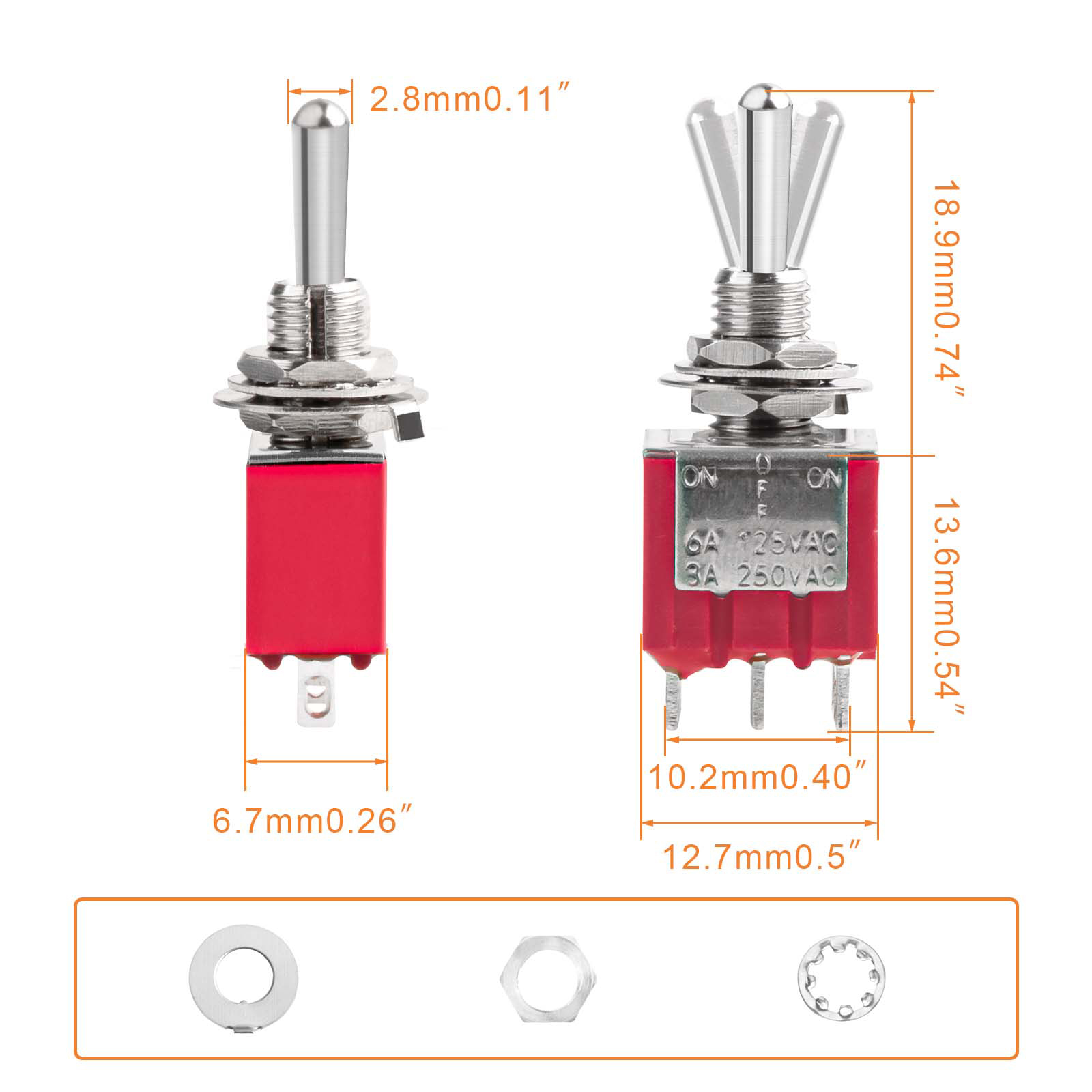 3/10 stücke 3Pin Miniatur Kippschalter SPDT Ein/Aus/auf Mini Schalter MTS-102 MTS-123 Für Auto Dash Dashboard elektronische Ausrüstung
