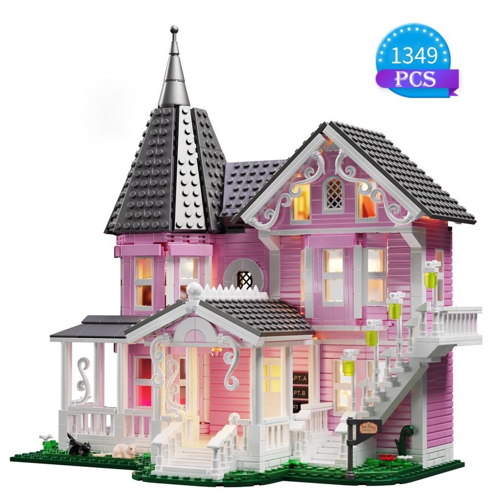 1349-teiliges Korallinen-Baustein-Set, rosa Palastmodell, Wohnung, Ideen, Filmarchitektur, Spielzeug für Jungen und Mädchen, Weihnachtsgeschenk