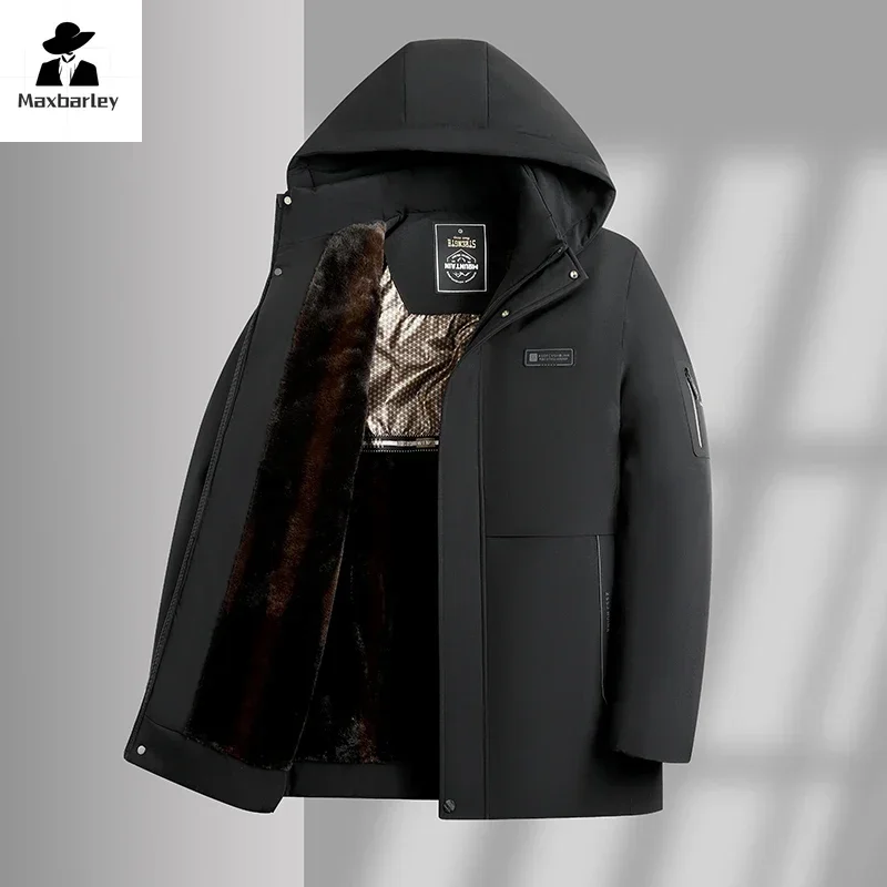 2024 neue männer Winter Jacke Marke Business Verdickt Graphene Warme Abnehmbare Kapuze Mantel hohe qualität Fleece Kalt-proof Parkas