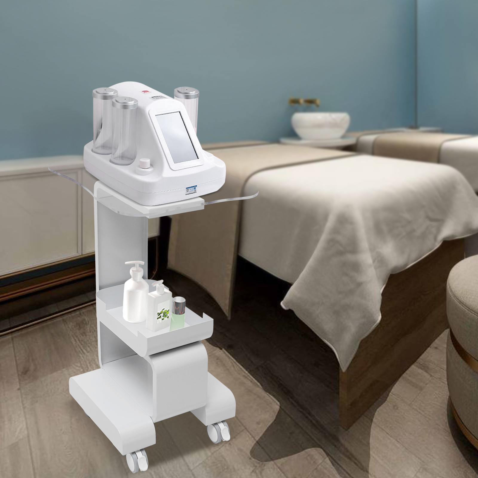 Chariot roulant à 2 niveaux pour Salon de coiffure, SPA, chariot en acrylique, support de rangement pour Machine de beauté