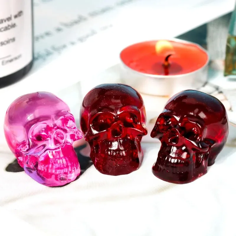 Diy crânio cristal resina epóxi molde crânio pingente pulseira colar molde de silicone