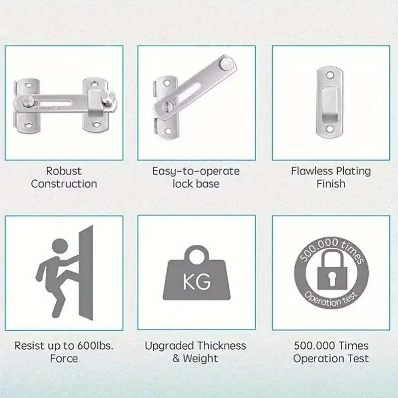 1 chiusure per cancelli hardware per serrature scorrevoli per porte di fienile in acciaio inossidabile, armadio per finestre, nero opaco argentato