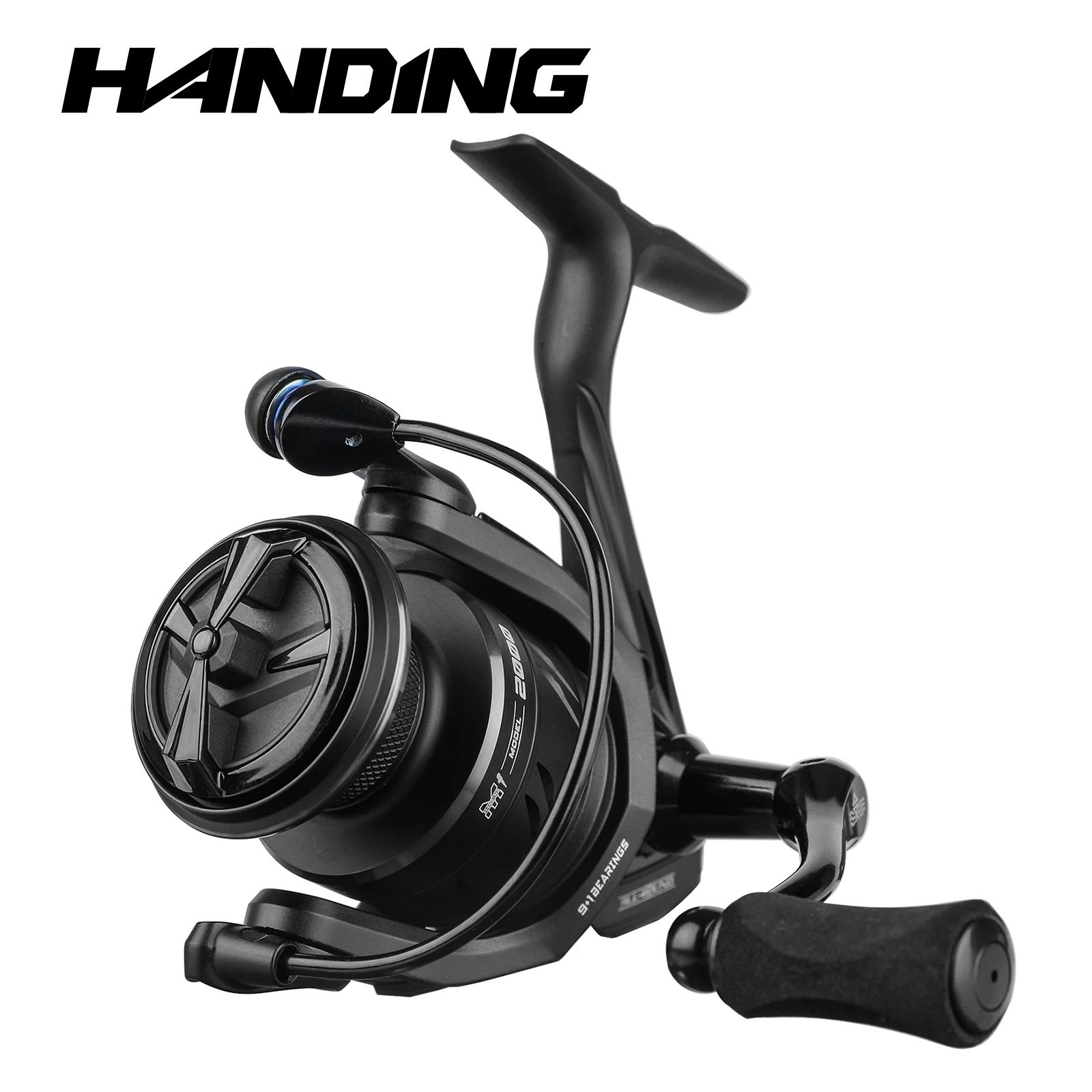 HANDING M1 carrete de pescacon arrastre máximo de 12kg,  9 + 1 rodamientos de bolas, relación de engranajes de 5.2:1, para pesca de percas, lobinas y lucios carrete de spinning carrete pesca