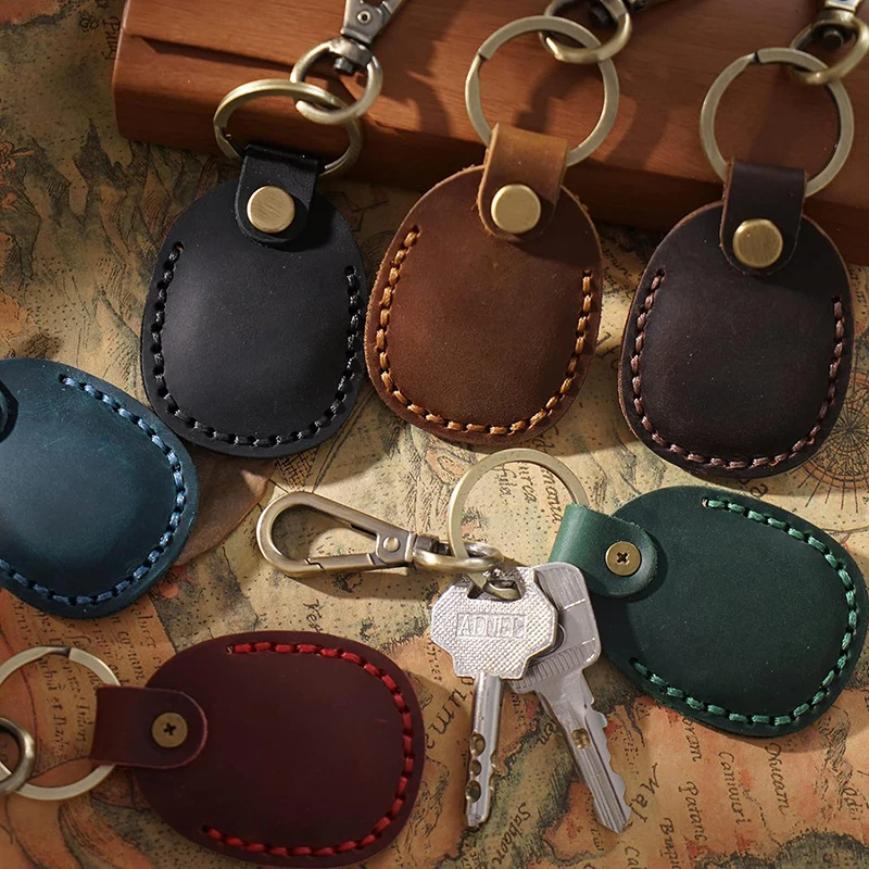 Keyring For Airtags Protective Case Retro High Quality Leather Keychain For Apple Anti-lost Tracker Locator Device Accessories
