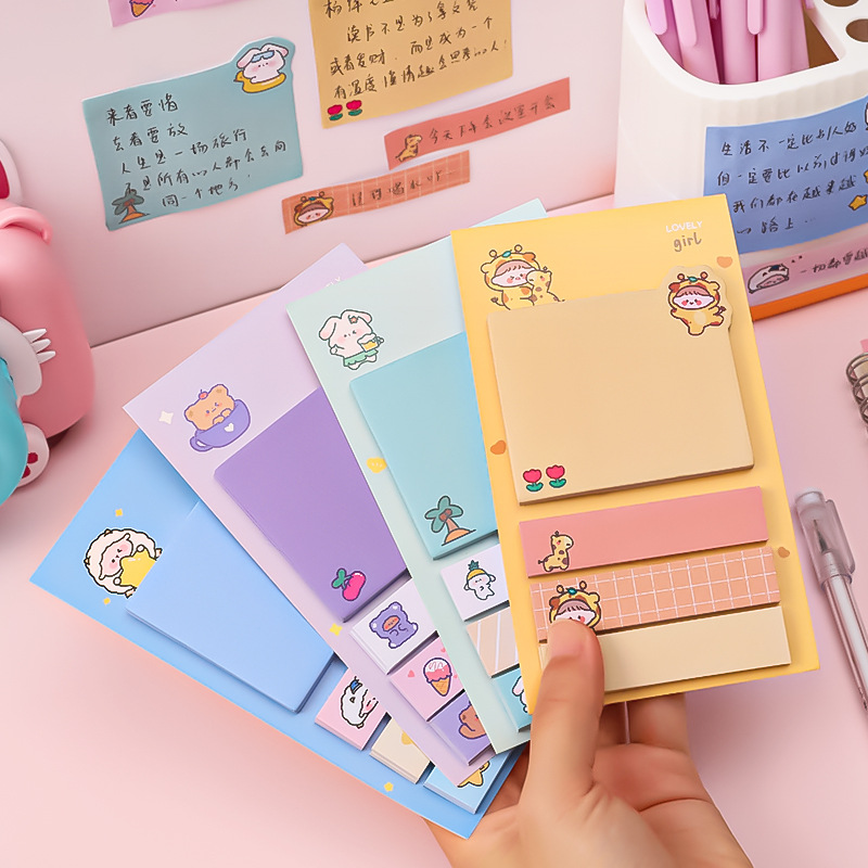 การ์ตูน Sticky Notes Kawaii น่ารัก MeMO Pad แบบพกพาป้ายดัชนีสติกเกอร์หมายเหตุเครื่องเขียนโรงเรียน