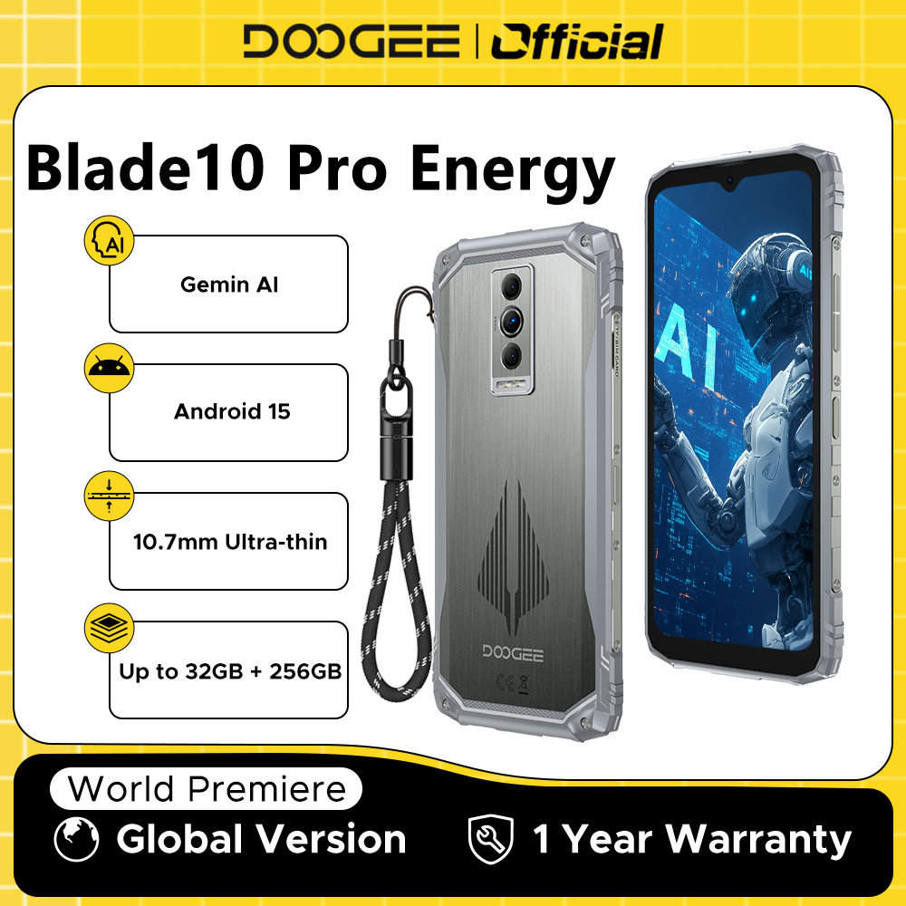 DOOGEE Blade10 Pro Energy teléfono resistente pantalla de 6,56 pulgadas 10,7mm ultrafino 6GB RAM 256GB ROM 6150mAh batería Android 15 Smartphone