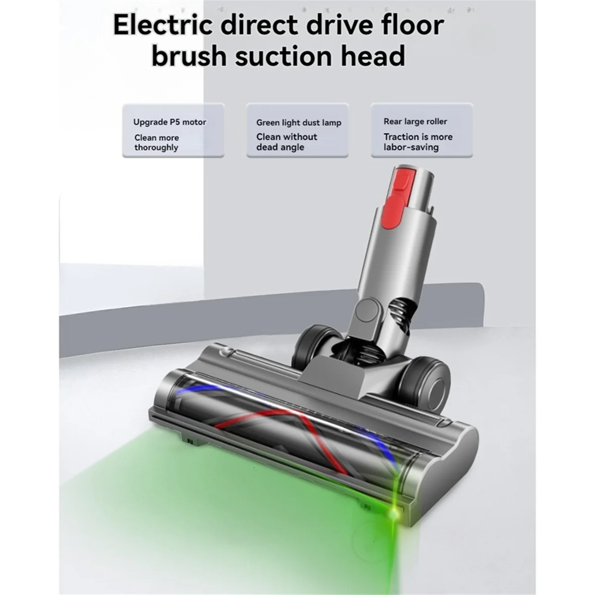 Direct Drive Brush Head for Dyson V7 V8 V10 V11 V15 Vacuum Attachment with LED Dust Detection for Carpet Floor Clean