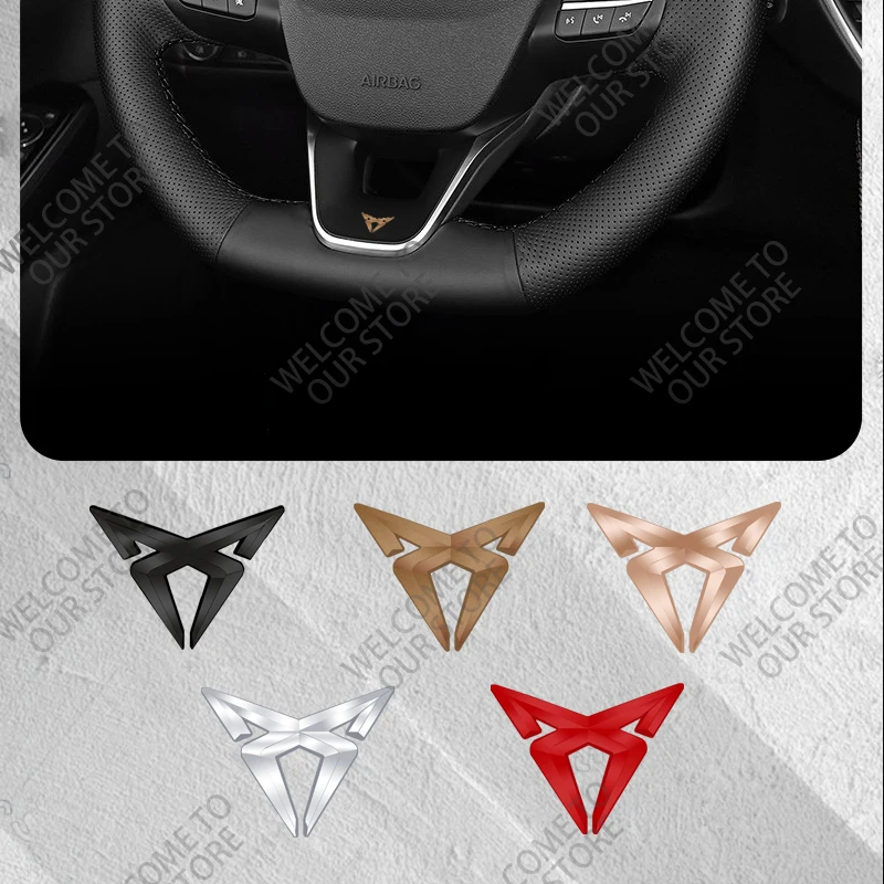 Insignia de volante de Metal 3D para coche, pegatina Interior de consola central para León, Ibiza, Arona, Ateca, Altea, Córdoba, Mii, Born, Arosa