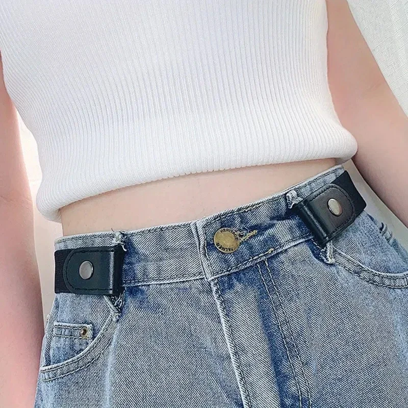 Cinturón sin hebilla para mujeres y hombres, cinturones elásticos sin hebilla a la moda para pantalones vaqueros, vestido sin bulto, correa de cintura sin complicaciones