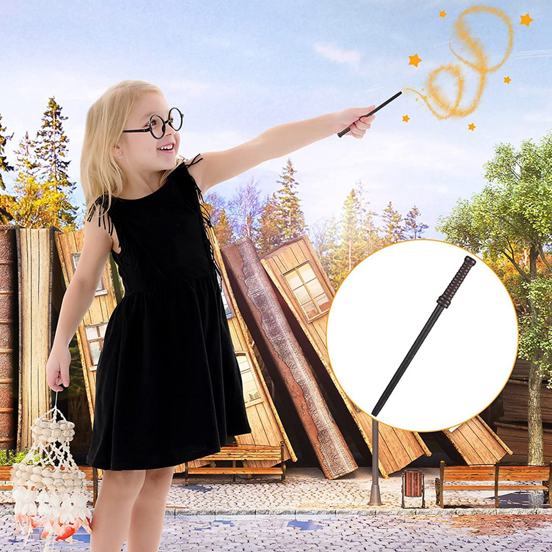 Wand e lápis e óculos para crianças, Wizard Party Favors, tema de aniversário suprimentos, meninos adolescentes, 24 pcs