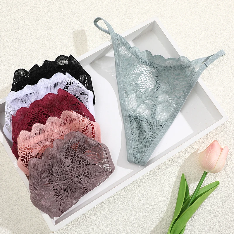 6 ชิ้น/เซ็ต Lace Thong สําหรับผู้หญิง Low Rise Soft Intimates ชุดชั้นในกางเกงลูกไม้เซ็กซี่สีสุภาพสตรีกางเกงสบายสาวกางเกง