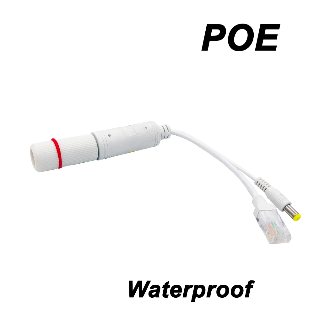POE-Splitter 48 V auf 12 V IEEE802.3af/at wasserdichtes Video- und Netzteilkabel, Versorgungsmodul, Injektor für IP-Kamera-Splitternetz