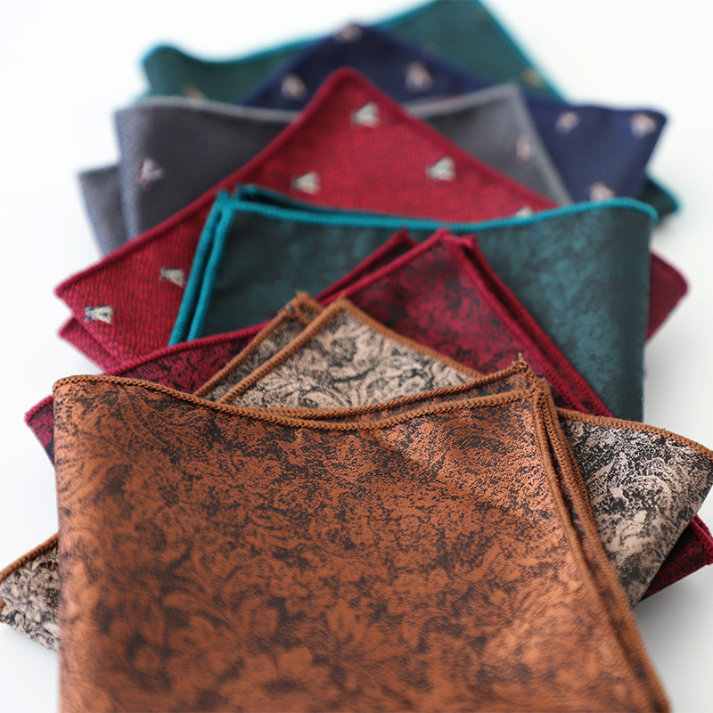 Nieuwe Mode 23 cm Heren Pochet Bruine Stippen Bloemen Zakdoek Groen Wit Hanky Bruiloft Accessoires Zakelijke Das