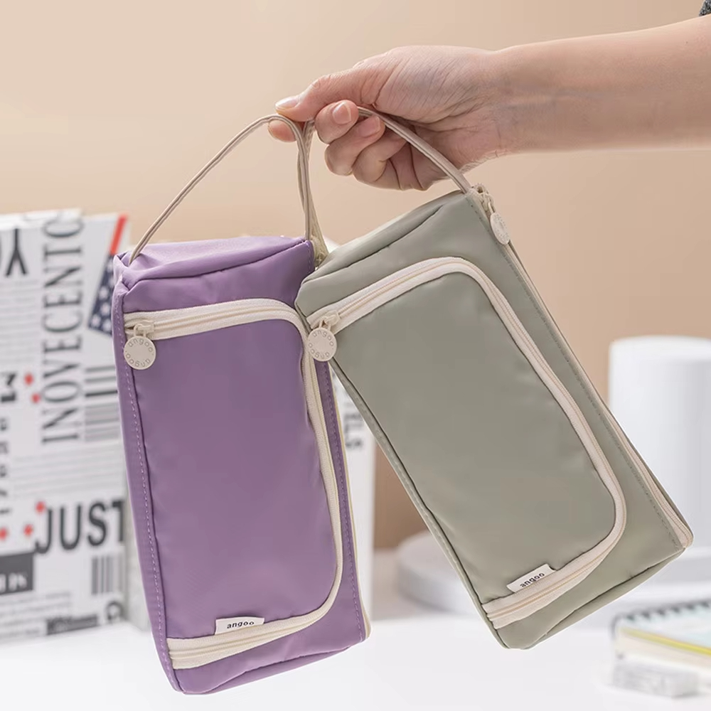 Estuche para lápices y bolígrafos de Gel, estuche para lápices estacionarios para niños, bolsa para bolígrafos, bolsa de almacenamiento de viaje para cosméticos de gran capacidad multicapa