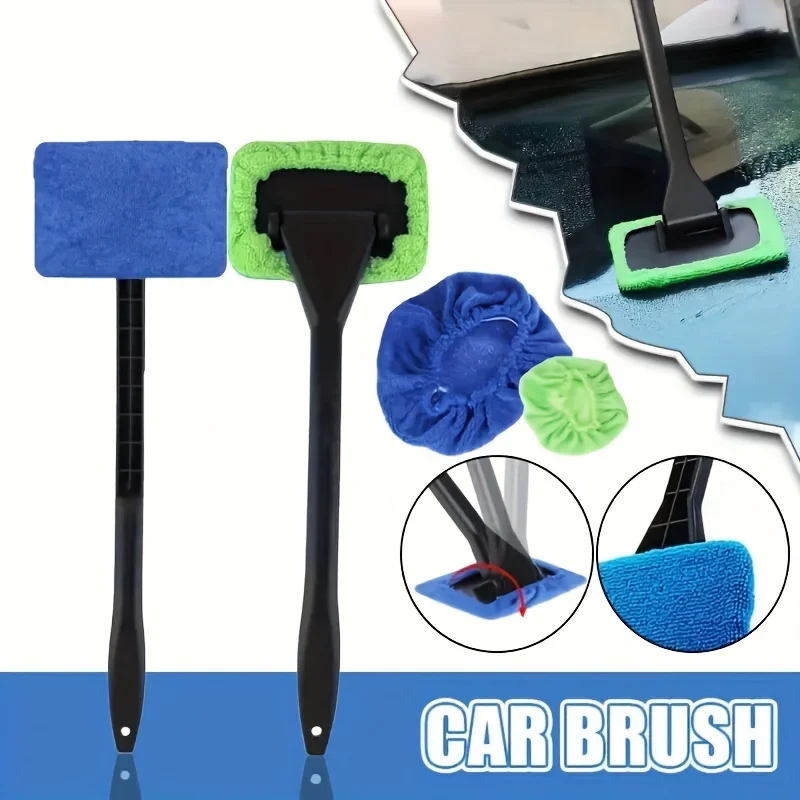 Herramienta de limpieza y lavado de coche con mango largo, limpiador de ventanas de coche, Kit de lavado, limpiaparabrisas, limpiador de limpiaparabrisas de microfibra, cepillo de limpieza