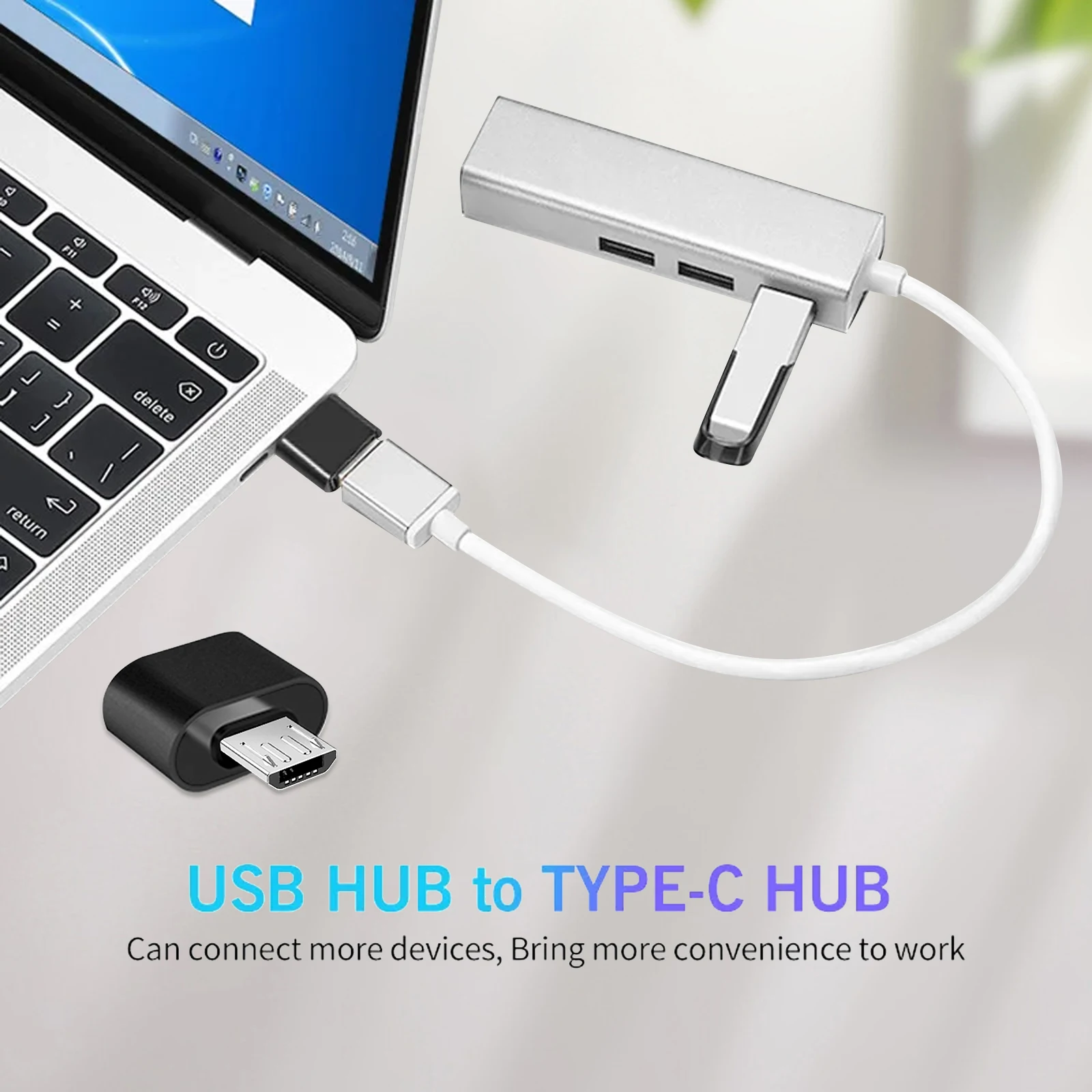 5 Stück USB-C-Adapter: USB 3.0 OTG, Micro-USB auf USB-C, für Smartphones, Laptops, PCs und mehr