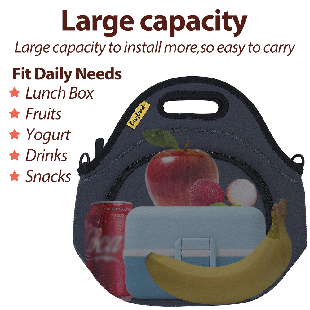 Lancheira portátil com forte desempenho de isolamento, grande capacidade, dobrável, fácil de limpar, para camping e Campus