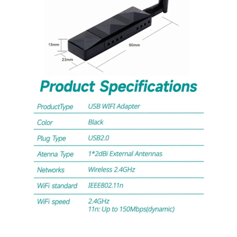 Набор микросхем Atheros AR9271, 150 Мбит/с, беспроводной USB-адаптер Wi-Fi, сетевая карта 802.11n с антенной 5 дБ для Windows/8/10/Kali Linux