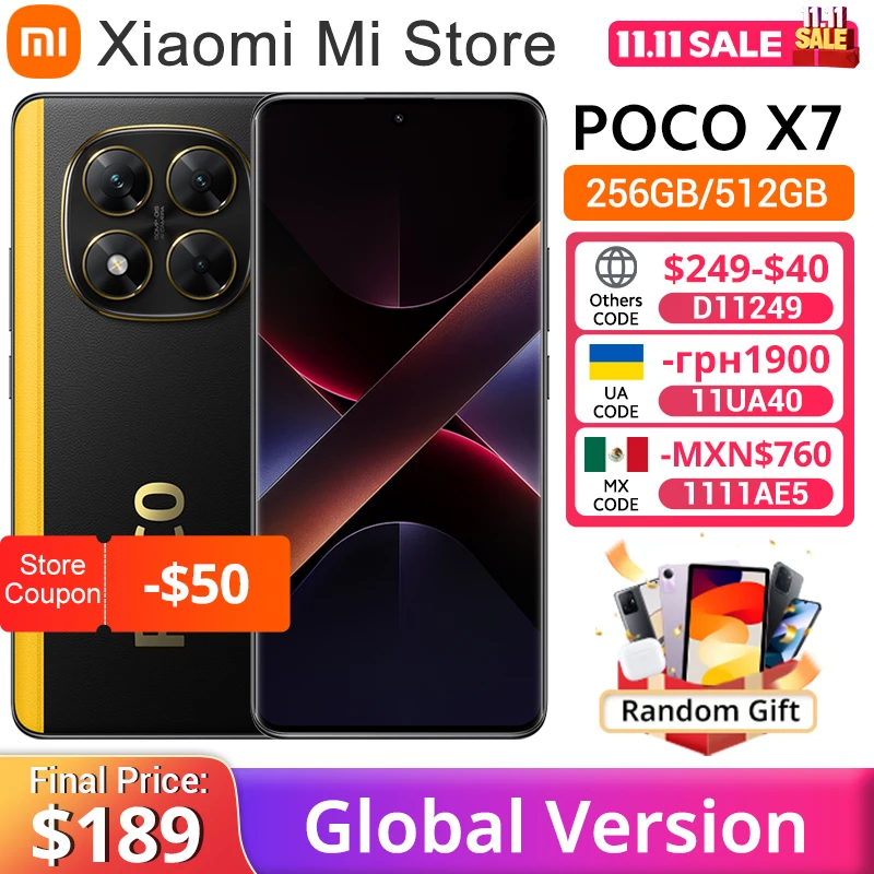 Global Version POCO X7 Smartphone 50MP Camera Dimensity 7300-Ultra NFC Xiaomi HyperOS 6.67"120Hz AMOLED Display 5110mAh 45W IP68