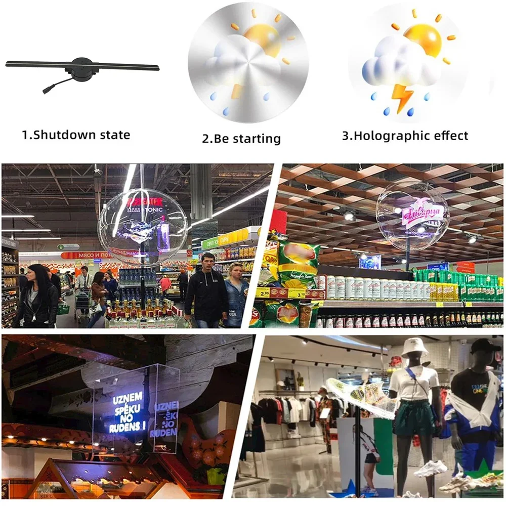 3D Hologramm Fan 42CM WiFi 3D Holographische Projektor Werbung Display Licht HD Holographische Projektor für Geschäfte Bars Party Weihnachten