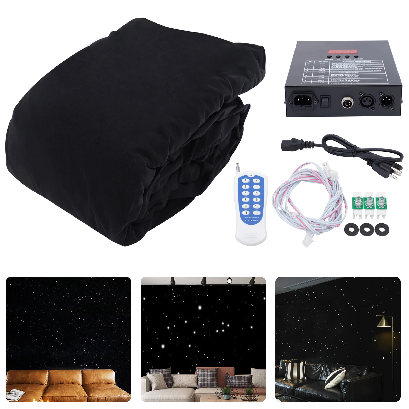 White LED Backdrop Curtain(Humanized Design) - 4-Wire Parallel Structure&Hot Melt Adhesive Beads, Two-Way Zipper&Button Fixing