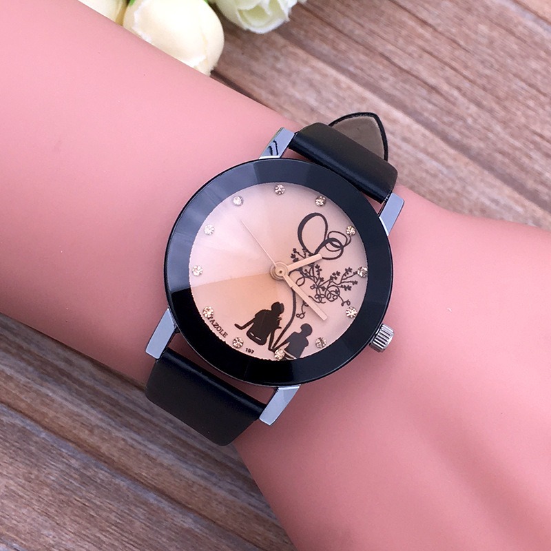 1/2 pçs moda relógios de quartzo casal moda simples senhoras relógios de pulso strass preto casal relógio conjunto casal presente