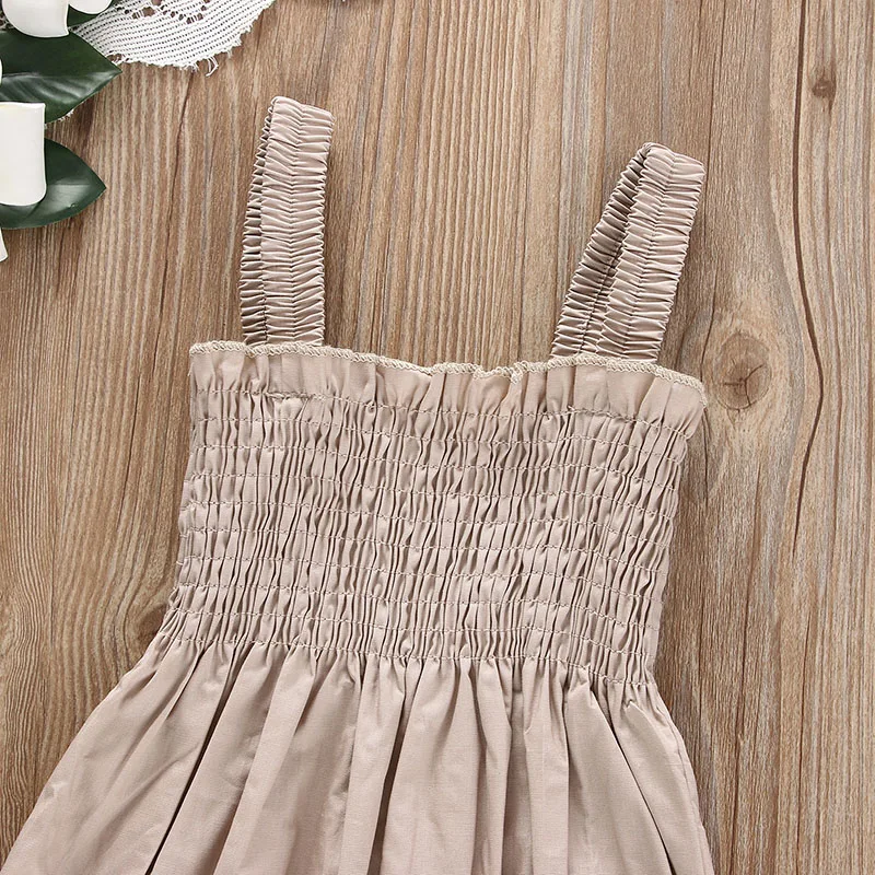 Ropa de bebé, mono de verano, conjunto de Color sólido fruncido para niño niña, informal, sin mangas, con tirantes, peleles para niños, conjunto con diadema