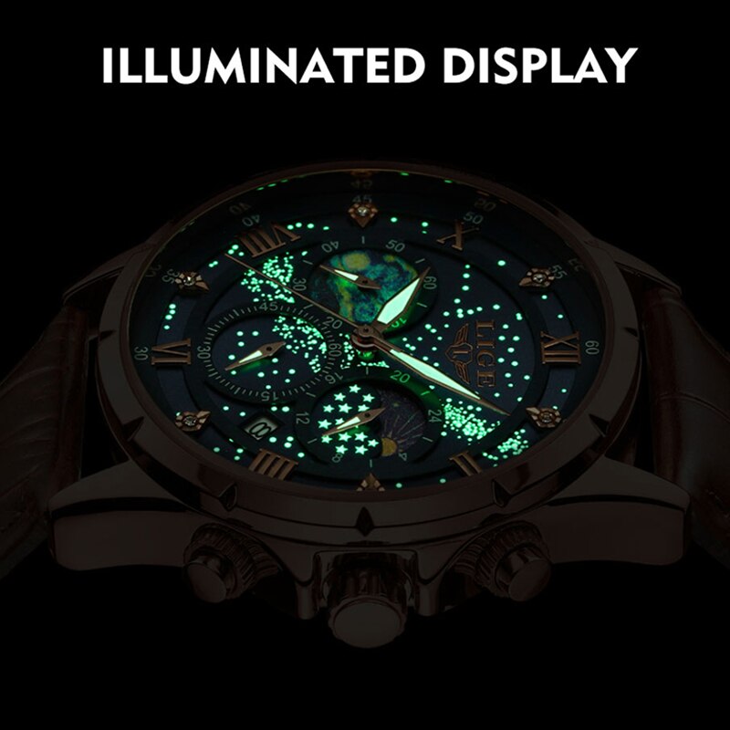 Lige 2024 top luxus marke männer echt leder sport uhren herren armee militär uhr männlich datr quarzuhr relogio mascumino